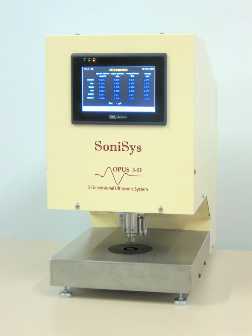 Archival front view of the SoniSys OPUS 3-D ultrasonic test instrument