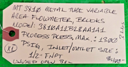 Brooks Instrument MT 3810 G120924-4 metal-tube variable-area flowmeter auction image