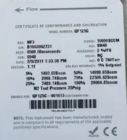 Brooks Instrument GF125C configured thermal mass flow controller auction image